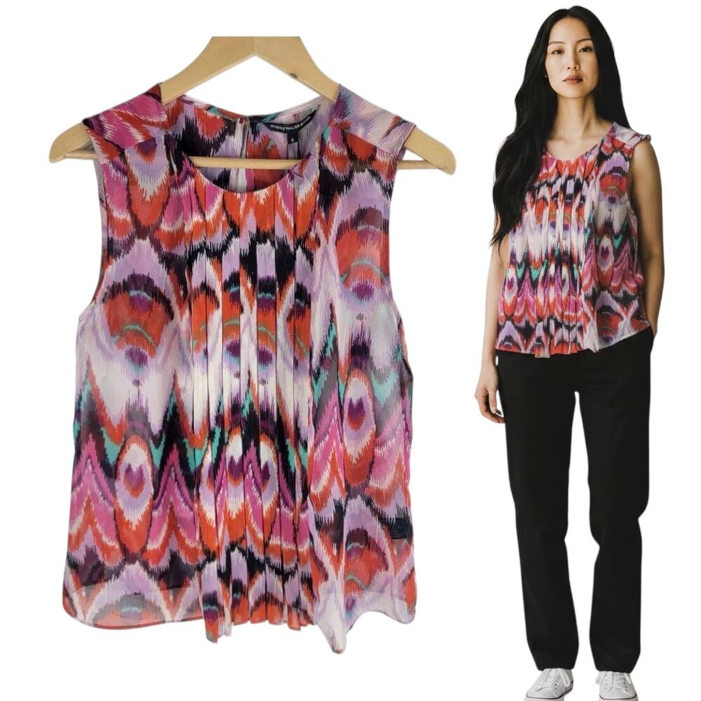NEW W118 By Walter Baker Sleeveless Blouse Multi Color Size S